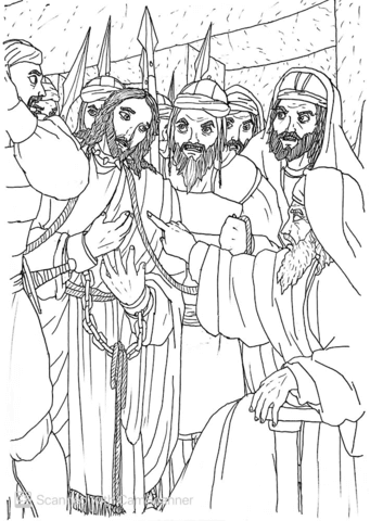 Jesus Stands Before Annas The High Priest Coloring Page